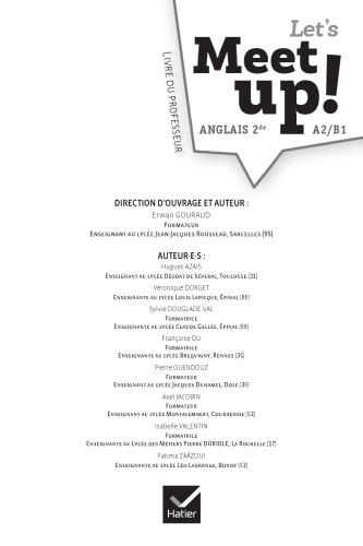Lets Meet Up A2b1 Anglais 2de Livre Du Professeur Azas