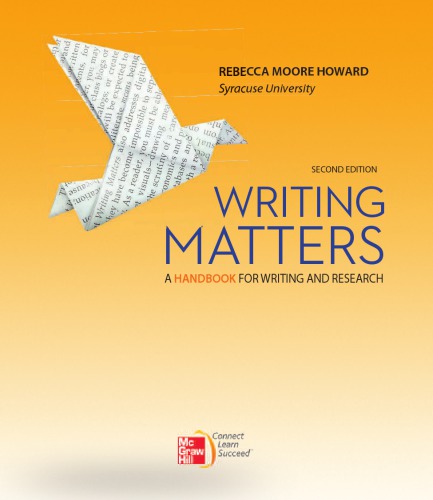 Writing Matters A Handbook For Writing And Research 2nd Edition Howard