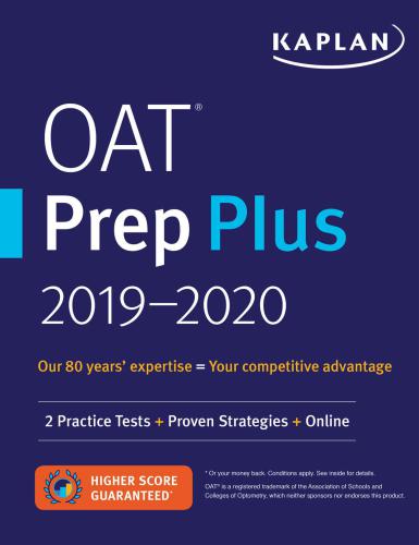 Oat Prep Plus 20192020 2 Practice Tests Proven Strategies Online Kaplan Test Prep And Admissions