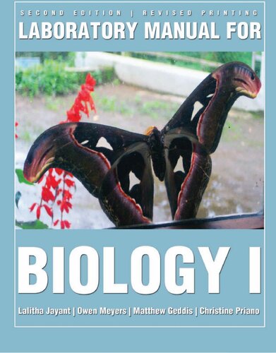 Laboratory Manual For Biology I 2nd Edition Lalitha Jayant Matthew Geddis