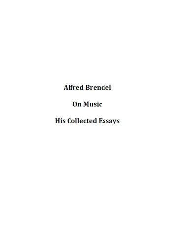 Alfred Brendel On Music Brendel Alfred
