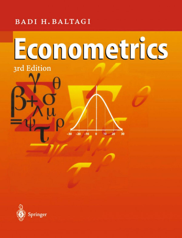 Econometrics Professor Badi H Baltagi Auth