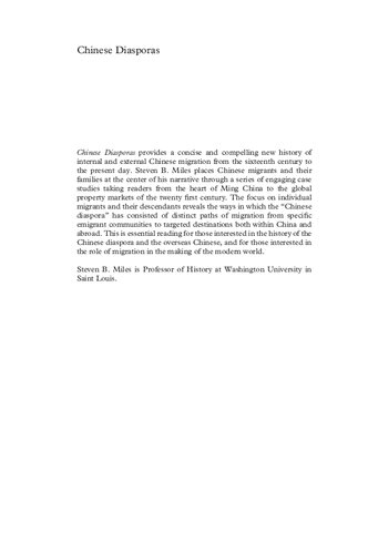 Chinese Diasporas A Social History Of Global Migration Steven B Miles