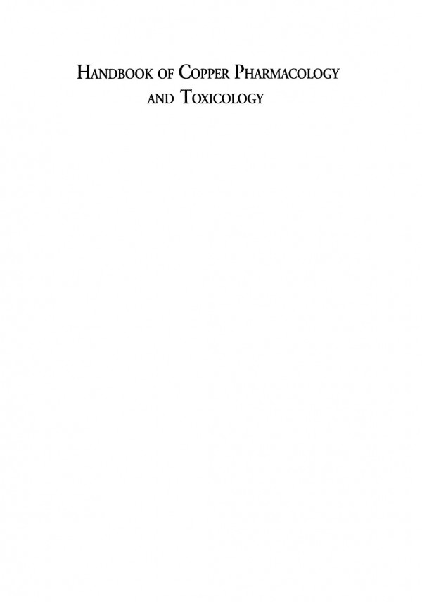 Handbook Of Copper Pharmacology And Toxicology 1st Edition Maria C Linder Auth