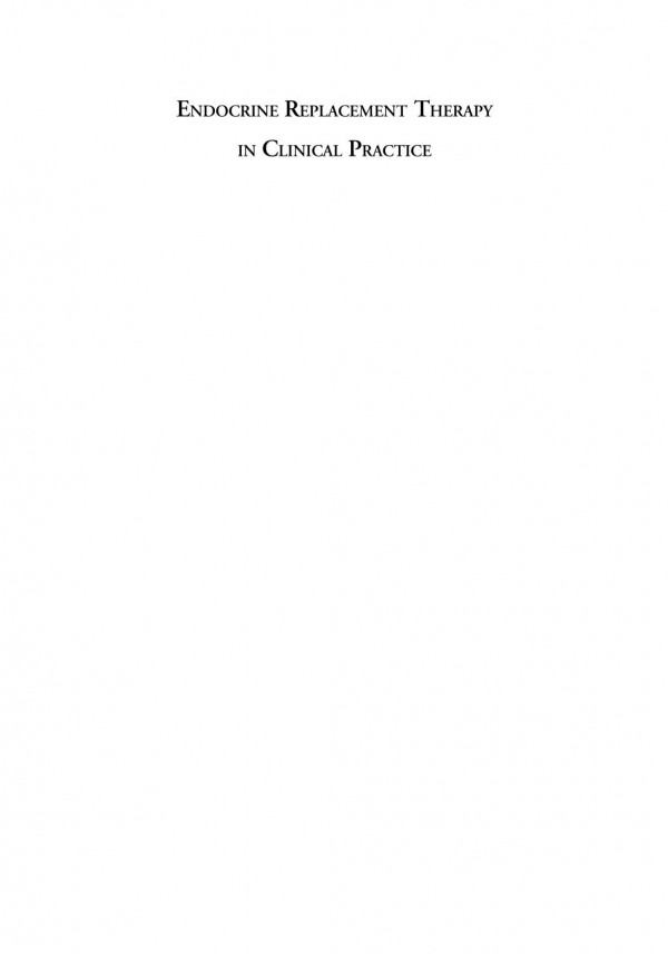 Endocrine Replacement Therapy In Clinical Practice 1st Edition Donald Zimmerman Md