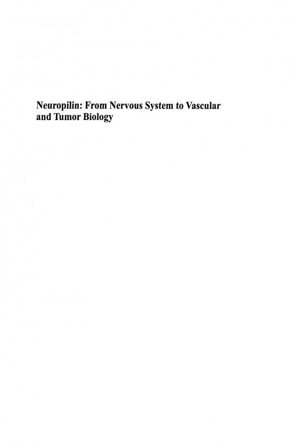 Neuropilin From Nervous System To Vascular And Tumor Biology 1st Edition Hajime Fujisawa Auth