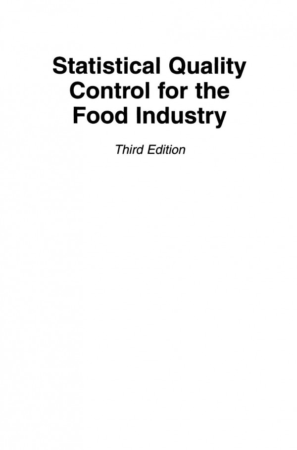 Statistical Quality Control For The Food Industry 3rd Edition Merton R Hubbard Auth