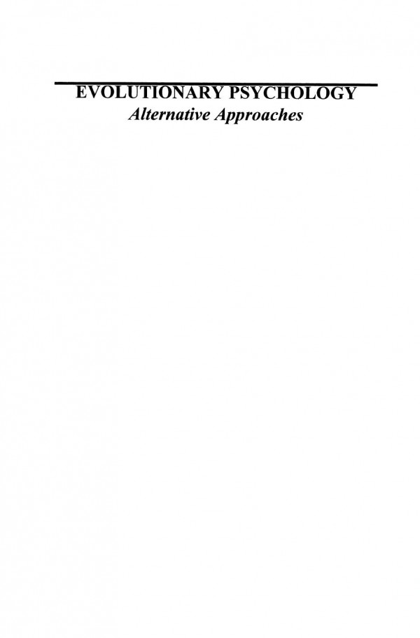Evolutionary Psychology Alternative Approaches 1st Edition Steven J Scher