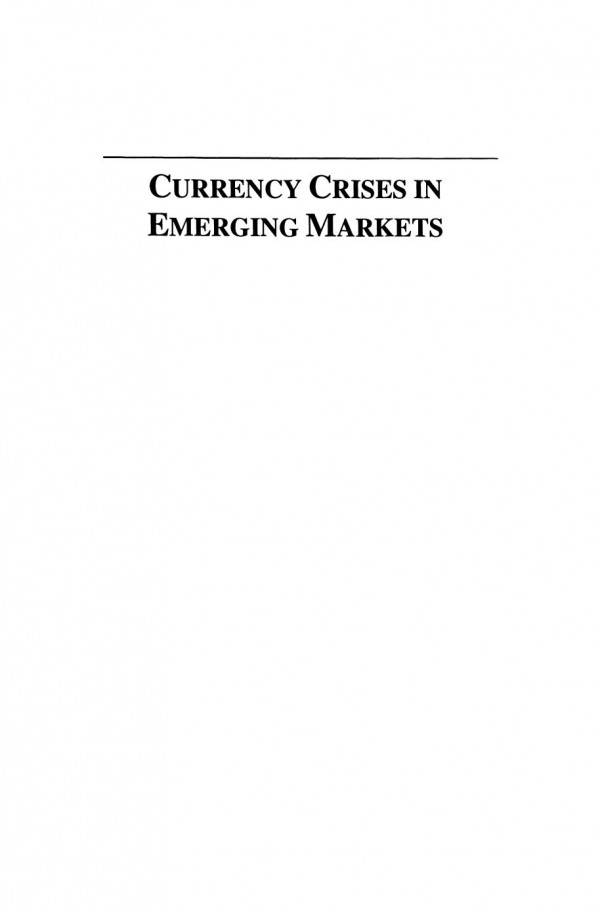 Currency Crises In Emerging Markets 1st Edition Marek Dbrowski Auth