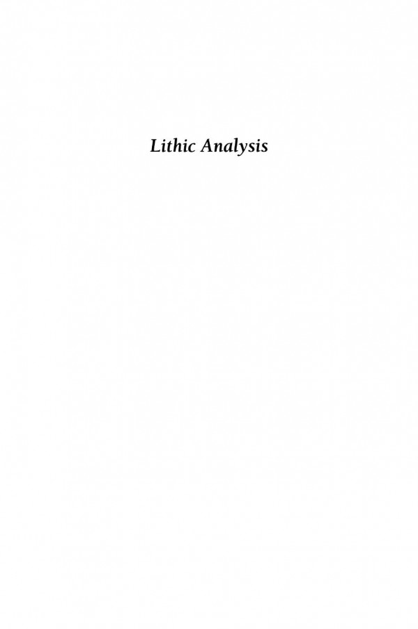 Lithic Analysis 1st Edition George H Odell Auth