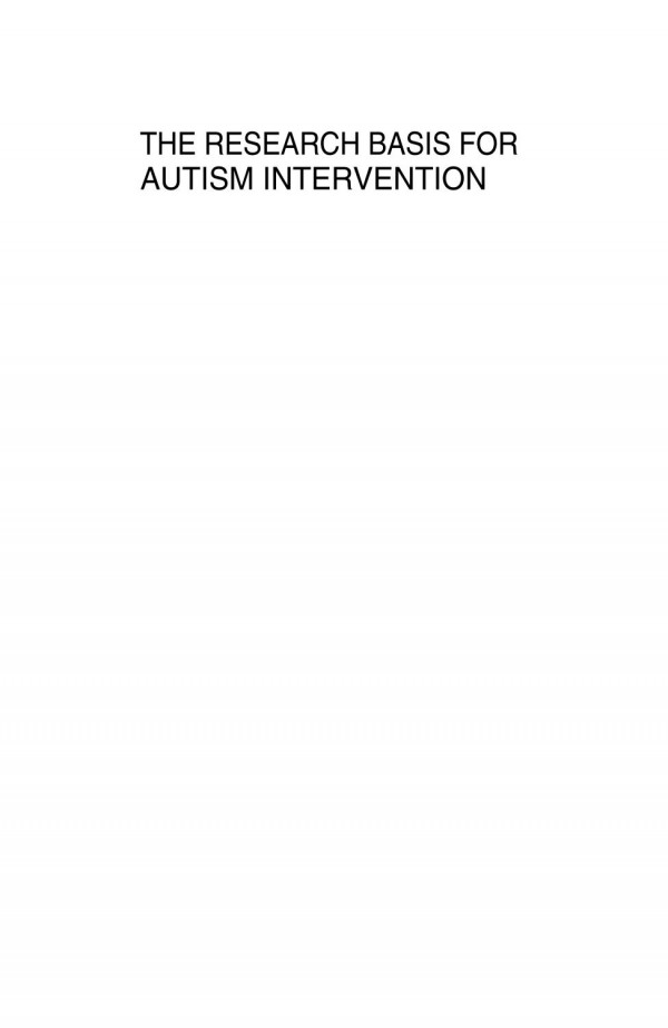 The Research Basis For Autism Intervention 1st Edition Eric Schopler