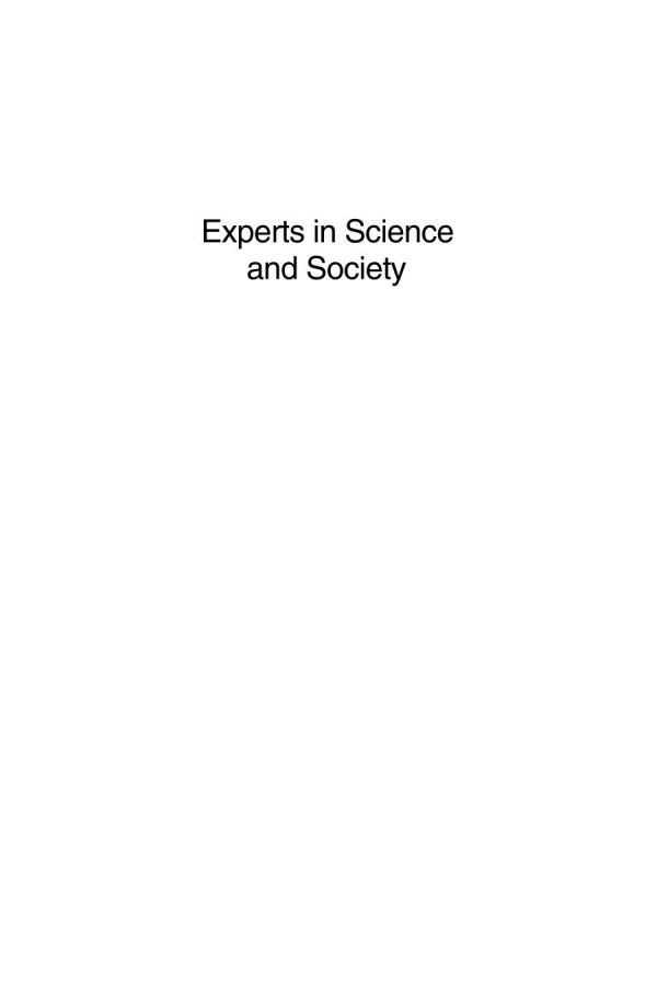 Experts In Science And Society 1st Edition Horst Rakel Auth