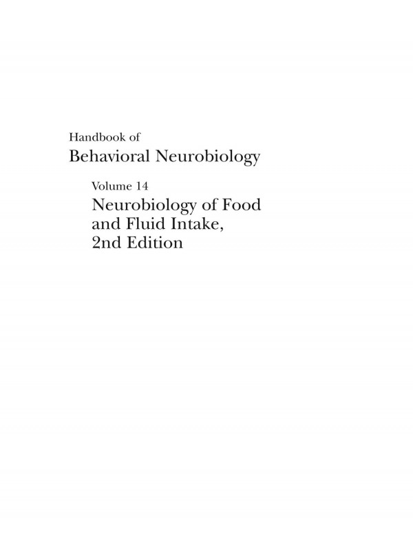 Neurobiology Of Food And Fluid Intake 2nd Edition Edward M Stricker