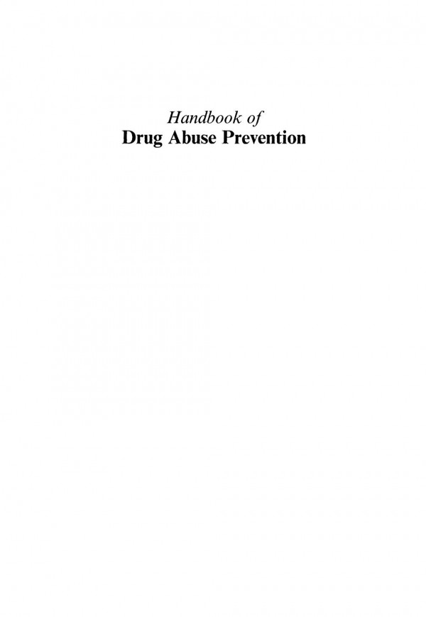 Handbook Of Drug Abuse Prevention 1st Edition William J Bukoski Auth