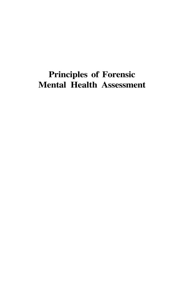 Principles Of Forensic Mental Health Assessment 1st Edition Kirk Heilbrun Auth