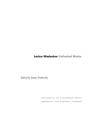 Collected Works Penberthy Jenny Lynnniedecker Lorine