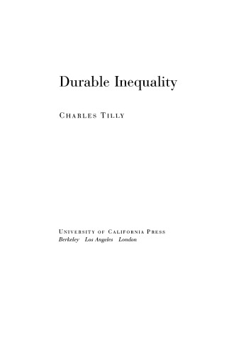 Durable Inequality Nachdr Soziale Ungleichheittilly Charles