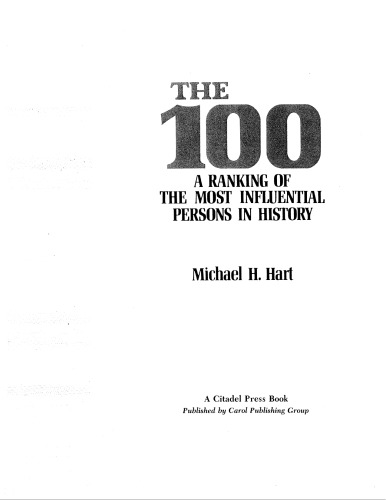 The 100 A Ranking Of The Most Influential Persons In History Hart
