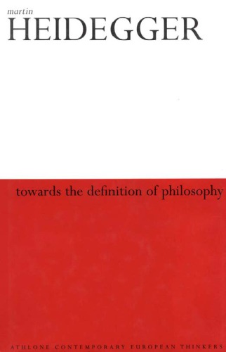 Towards The Definition Of Philosophy Martin Heidegger