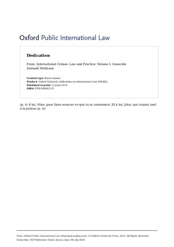 International Crimes Law And Practice Volume I Genocide Guenael Mettraux