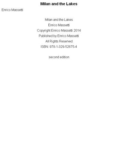 Milan And The Lakes Lake Como And Lake Maggiore Second Edition Massetti
