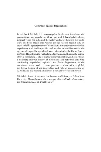 Comrades Against Imperialism Nehru India And Interwar Internationalism Michele L Louro