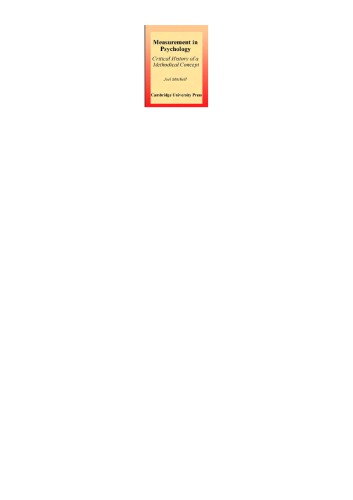Measurement In Psychology Critical History Of A Methodological Concept 2nd Ed Michell