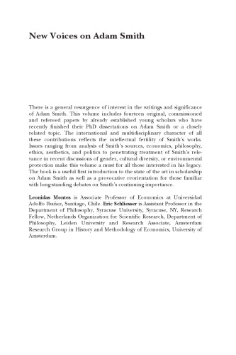 New Voices On Adam Smith Montes Leonidasschliesser Ericsmith