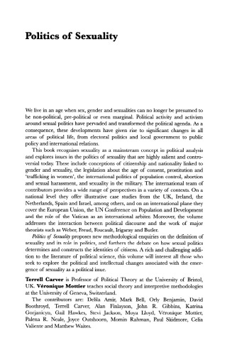 Politics Of Sexuality Identity Gender Citizenship 1st Ed Mottier