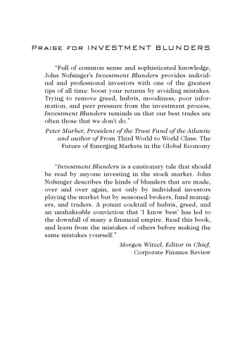 Investment Blunders Of The Rich And Famous And What You Can Learn From Them 1st Edition Nofsinger