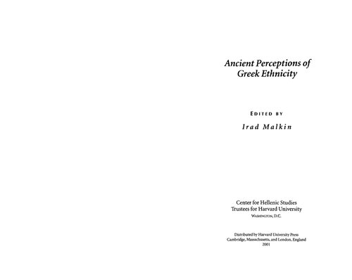 Ancient Perceptions Of Greek Ethnicity Irad Malkin Erich S Gruen Beth Cohen