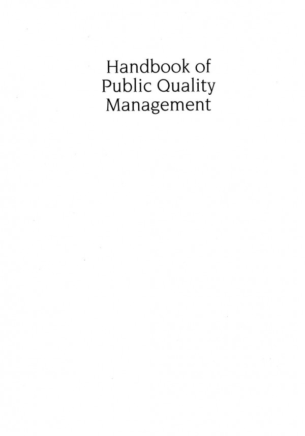Handbook Of Public Quality Management 1st Edition Stupakleitner Author