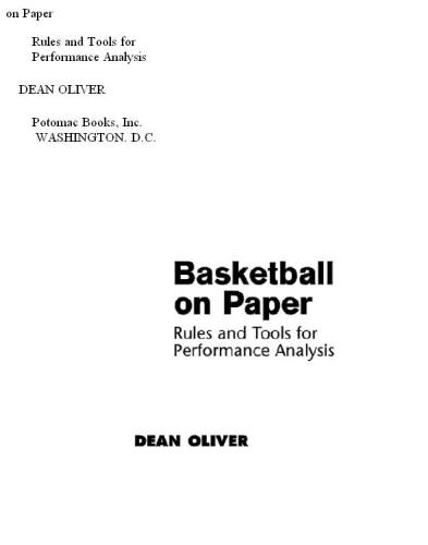 Basketball On Paper Rules And Tools For Performance Analysis Oliver