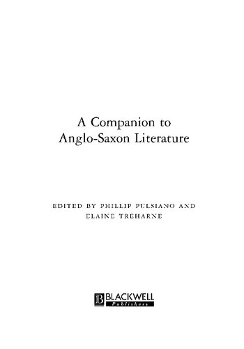 A Companion To Anglosaxon Literature Phillip Pulsiano Elaine M Treharne