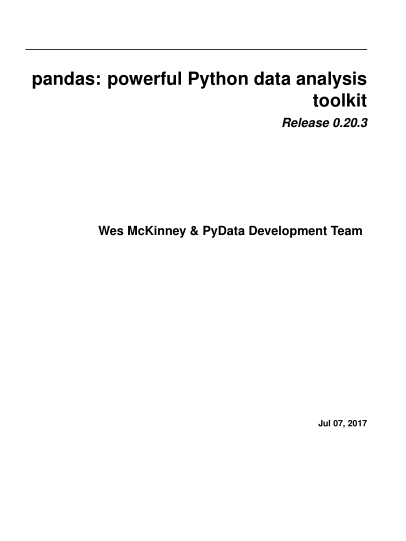 Pandas Powerful Python Data Analysis Toolkit 0203 Wes Mckinney Pydata Development Team