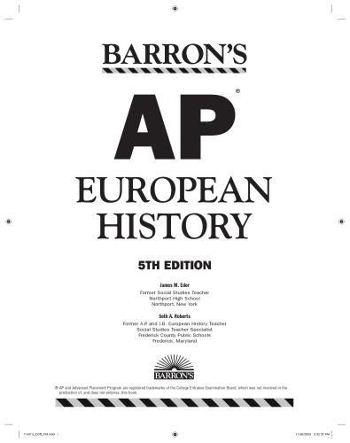 Barrons Ap European History 5th Ed Roberts Seth Aeder James M