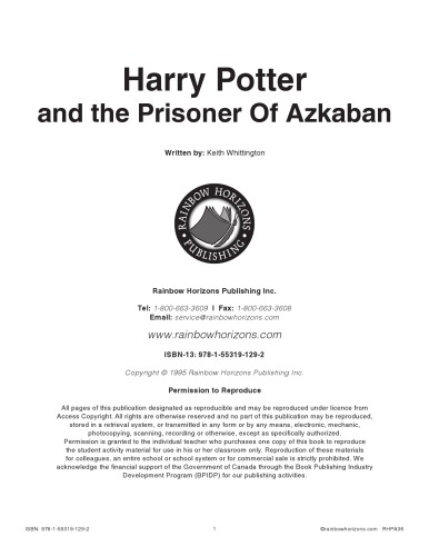 Harry Potter And The Prisoner Of Azkaban Rowling J Kwhittington