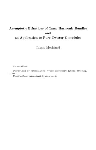 Asymptotic Behaviour Of Tame Harmonic Bundles And An Application To Pure Twistor Dmodules Mochizuki