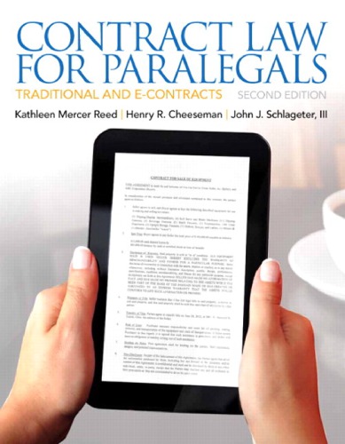 Contract Law For Paralegals Traditional And Econtracts 2nd Ed Schlageter