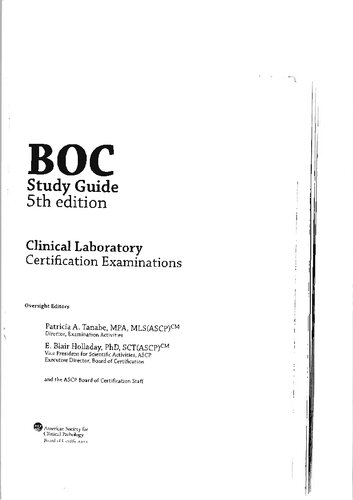 Boc Board Of Certification Study Guide For Clinical Laboratory Certification Examinations 5th Edition Patricia Tanabe