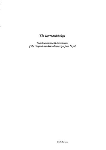 The Karmavibhanga Transliterations And Annotations Of The Original Sanskrit Manuscripts From Nepal Noriyuki Kudo