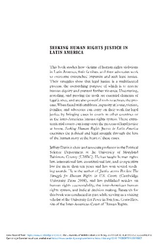 Seeking Human Rights Justice In Latin America Truth Extraterritorial Courts And The Process Of Justice Jeffrey Davis