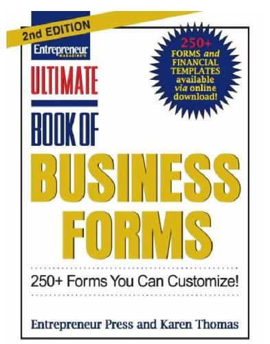 Ultimate Book Of Business Forms 2nd Ed Thomas Karen M