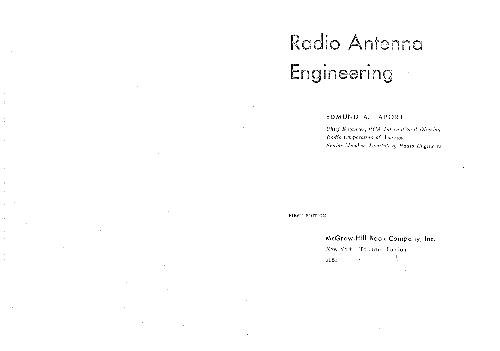 Radio Antenna Engineering Edmund Laport