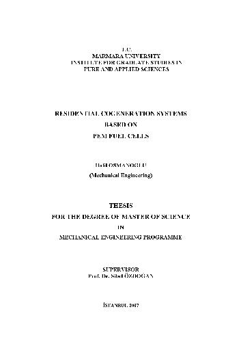 Residential cogeneration systems based on Pem fuel cells Halil Osmanoğlu