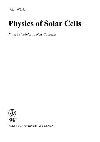 Wurfel P Physics Of Solar Cells Peter Wrfel