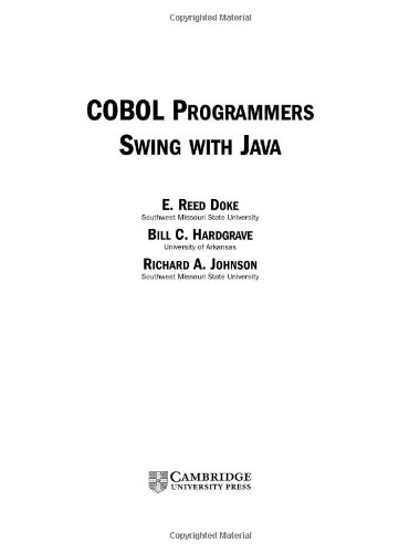 Cobol Programmers Swing With Java 2nd Edition E Reed Doke Bill C Hardgrave