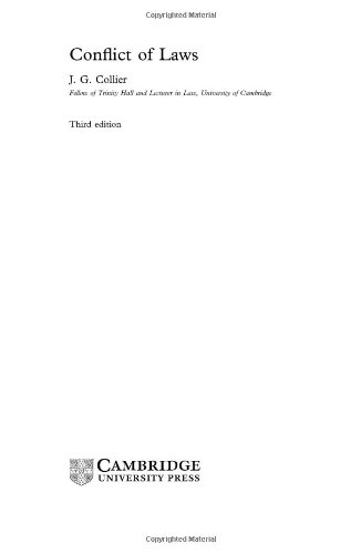 Conflict Of Laws 3rd Ed J G Collier