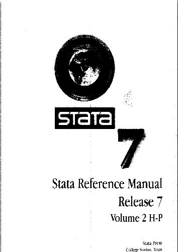 Stata 7 Stata Reference Manual Release 7 Stata