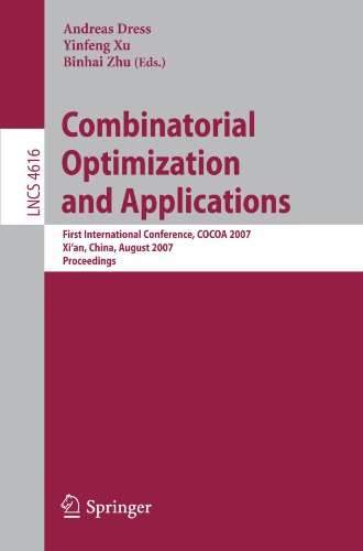 Combinatorial Optimization And Applications First International Conference Cocoa 2007 Xian China August 1416 2007 Proceedings 1st Edition Kurt Mehlhorn Auth